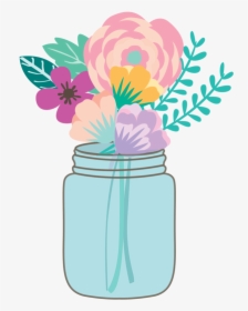 Flowers Clipart Mason Jar - Mason Jar With Flowers Png, Transparent Png, Free Download