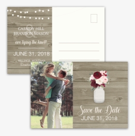 Rustic Postcard Save The Dates Mason Jar With Flowers - L Amour Au Printemps, HD Png Download, Free Download
