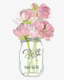 #masonjar #flowers #overlay #sticker #edit - Mason Jar With Flowers Sticker, HD Png Download, Free Download