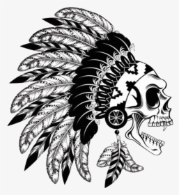 American Indian Png - Aztec Skull With Feathers, Transparent Png, Free Download