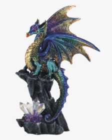 Purple Dragon With Crystals Statue - Dragon, HD Png Download, Free Download