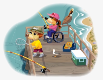 Tera And Milli Fishing Spot Art - Cartoon, HD Png Download, Free Download