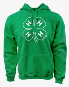 4-h Green Hoodie With Clover Outline - Hoodie, HD Png Download, Free Download