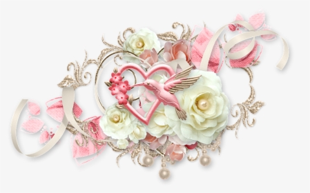 Cluster, Heart, Bird, Hummingbird, Rose, White, Pink - Garden Roses, HD Png Download, Free Download
