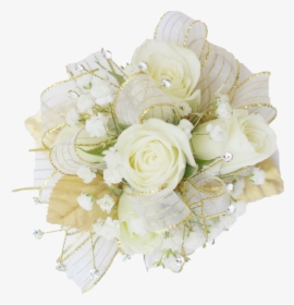 White And Gold - Corsage To Match Gold Dress, HD Png Download, Free Download
