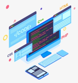 Coding Isometric Illustration, HD Png Download, Free Download