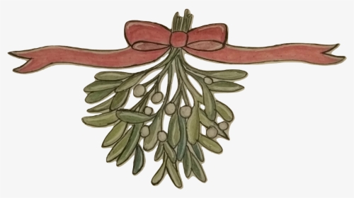 A Bundle Of Mistletoe Tied With A Red Rbbon - Illustration, HD Png Download, Free Download