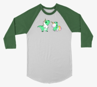 Baby Dinosaur T Rex And Unicorn T Shirt - Raglan Sleeve, HD Png Download, Free Download