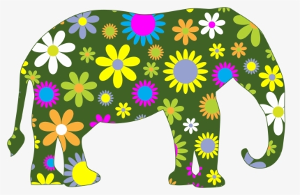 Retro Floral Elephant Clip Arts - Clipart Elephant, HD Png Download, Free Download