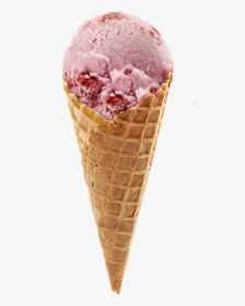 Strawberry Ice Cream Cone Transparent, HD Png Download, Free Download