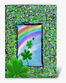 Flying Shamrocks With Rainbow Greeting Card - Floral Design, HD Png Download, Free Download