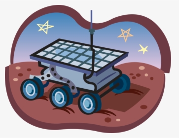 Cartoon Illustration Of Six-wheeled Rover On The Surface - Mars Rover Cartoon, HD Png Download, Free Download