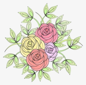 Art,garden Roses,petal - Flower Drawing With Colour, HD Png Download, Free Download
