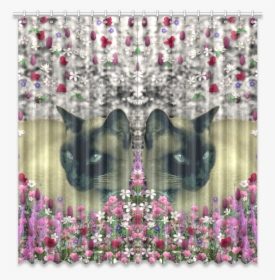 Stella In Flowers I Chocolate Cream Siamese Cat Window - Patchwork, HD Png Download, Free Download