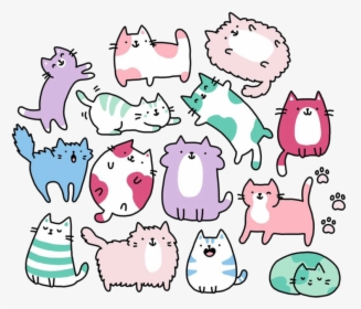 Pink Art Siamese Cat Kitten Line Birman - Kira Kira Doodles Cats, HD Png Download, Free Download