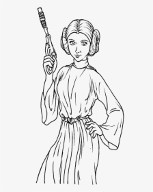 Leia Drawing Black And White - Star Wars Princess Leia To Color, HD Png Download, Free Download