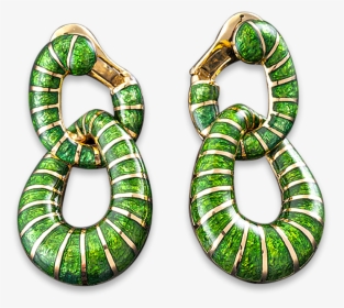 Gold And Green Enamel Earrings By David Webb - Serpent, HD Png Download, Free Download