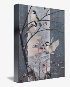 Paintings Of Chickadees With Birch Tree, HD Png Download, Free Download