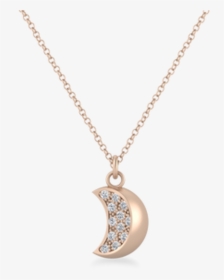 Crescent Moon Diamond Necklace Rose Gold - Locket, HD Png Download, Free Download