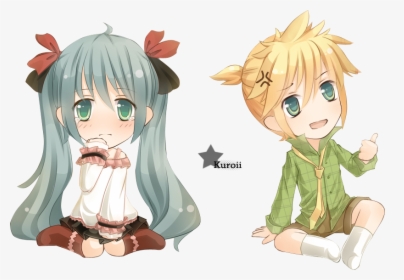 Transparent Rin Kagamine Png - Len Kagamine And Hatsune Miku Chibi, Png Download, Free Download