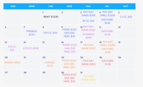 Budget By Paycheck Calendar, HD Png Download, Free Download