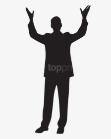 Man Hands Up Silhouette , Transparent Cartoons - Person With Hands Up Silhouette, HD Png Download, Free Download