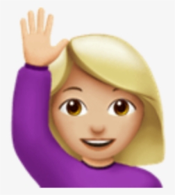 #me #handsup #girl #emoji #imoji - Blonde Emoji Hand Raised, HD Png Download, Free Download