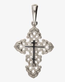 Russian Orthodox Silver Cross Pendant Braided Cross - Locket, HD Png Download, Free Download