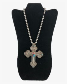 Wright Navajo Large Sterling Silver Cross With Stone - Locket, HD Png Download, Free Download
