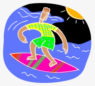 Surfs Waves On Surfboard - Surfing, HD Png Download, Free Download