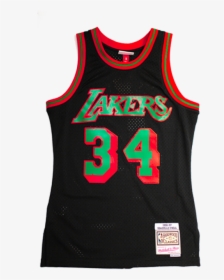 Los Angeles Lakers Shaquille Oneal Christmas Swingman - Red And Black Lakers Jersey, HD Png Download, Free Download