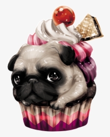 Cupcake Y Pug Dibujo, HD Png Download, Free Download