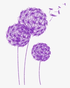 Dandelions, Purple Glitter, Dandelion Flower - Drawing, HD Png Download, Free Download