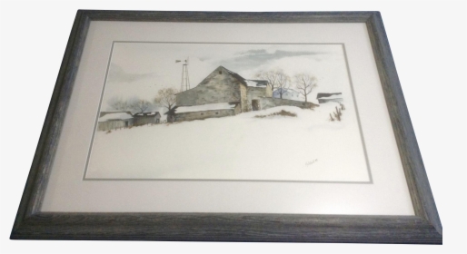 Hollifield Watercolor Painting On Paper Barn In Winter - Picture Frame, HD Png Download, Free Download