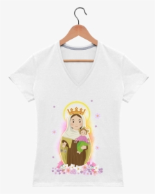 T-shirt Col V Femme 180 Gr Virgen Del Carmen Par Moticas - Tee Shirt Je Veux Des Paillettes Dans Ma Vie, HD Png Download, Free Download