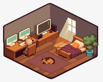 Transparent Dollhouse Png - Pixel Art Isometric Room, Png Download, Free Download