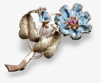 Floral Aquamarine Brooch - Aquamarine Stone Flower Brooch, HD Png Download, Free Download