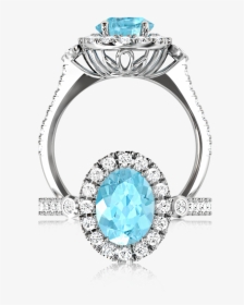 6387 Rare Africa Aquamarine Cluster Ring - Diamond And Aquamarine Cluster Ring, HD Png Download, Free Download