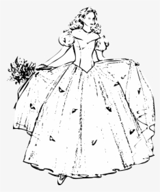 Gown, Woman, Flowers, Dress, Princess, Young, Beautiful - Princess Coloring Pages, HD Png Download, Free Download