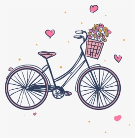 Cliparts For Free - Cartoon Bike With Basket Of Flowers, HD Png Download, Free Download