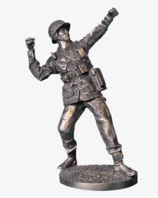 Grenade Toss Wwii Soldier Statue - Army Statues, HD Png Download, Free Download