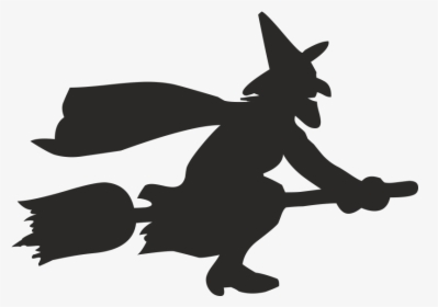 Silhouette Witchcraft Ghost Clip Art - Flying Witch, HD Png Download, Free Download