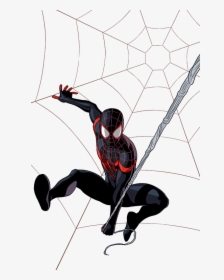 Transparent Spider Web Corner Png Transparent Background - Spider Man Drawing Miles Morales, Png Download, Free Download
