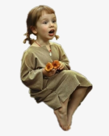 #girl #greendress #cute #surprised #child #kid #mouthopened - Child Girl Sitting Png, Transparent Png, Free Download