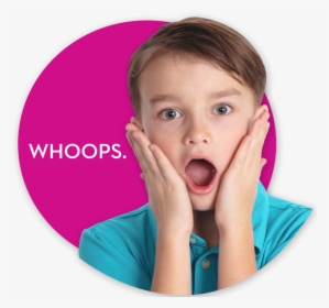 Boy Covering Sides Of Cheeks With Whoops Text, HD Png Download, Free Download