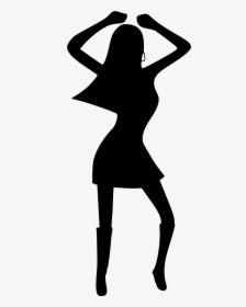 Girl Woman Dancing Disco Black White Drawing Silhouette - Disco Clip Art, HD Png Download, Free Download