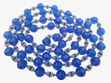 Vintage Czech Blue Crystal Glass Flapper Necklace , - Bead, HD Png Download, Free Download