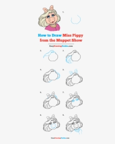 How To Draw Miss Piggy From Muppet Show - Line Art, HD Png Download, Free Download