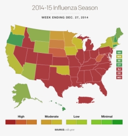 Flu-map150105 - Us Gdp Heat Map, HD Png Download, Free Download
