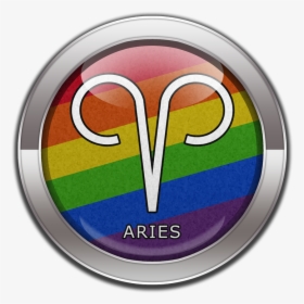 Aries Horoscope Symbol On Round Lgbt Rainbow Pride - Circle, HD Png Download, Free Download